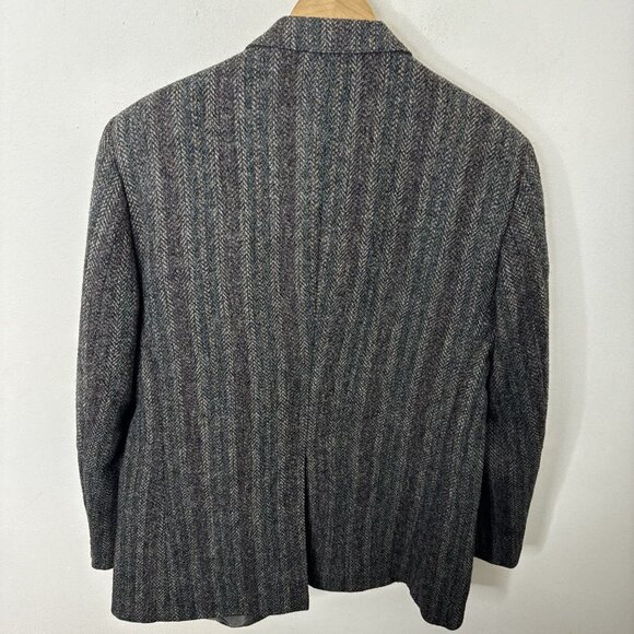 Harris Tweed Men 42 Gray Wool Blazer Sports Coat Stripes Scottish - Picture 5 of 8